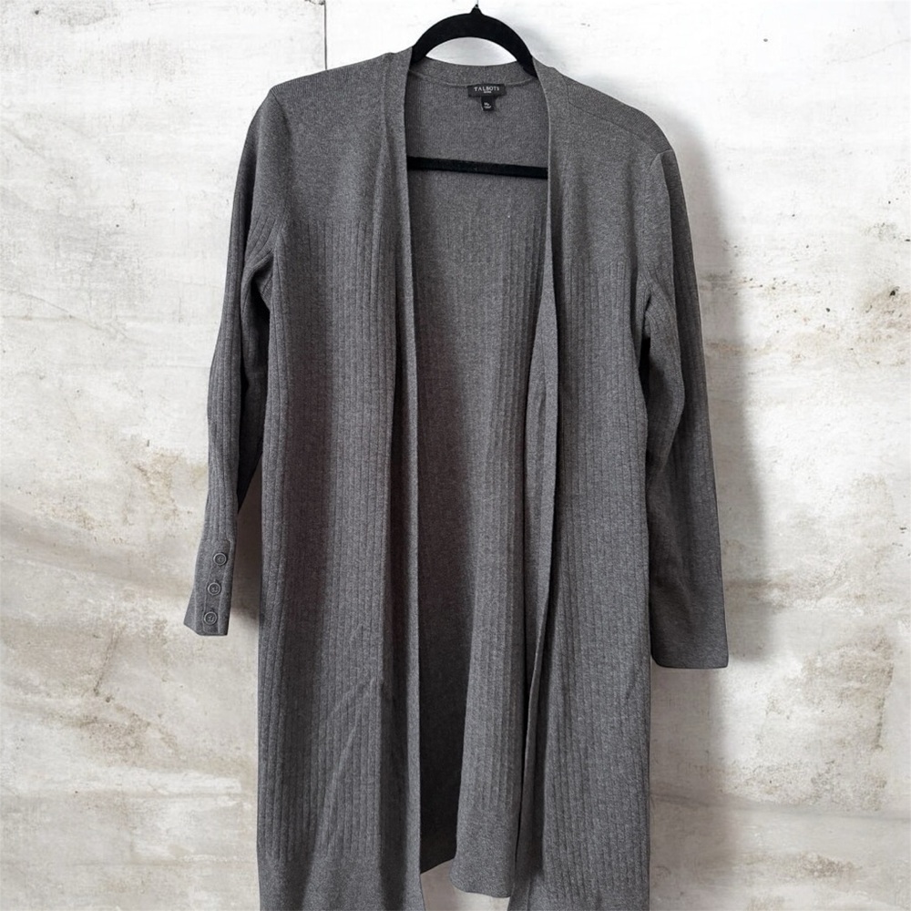 Talbots Charcoal Open Front Cardigan